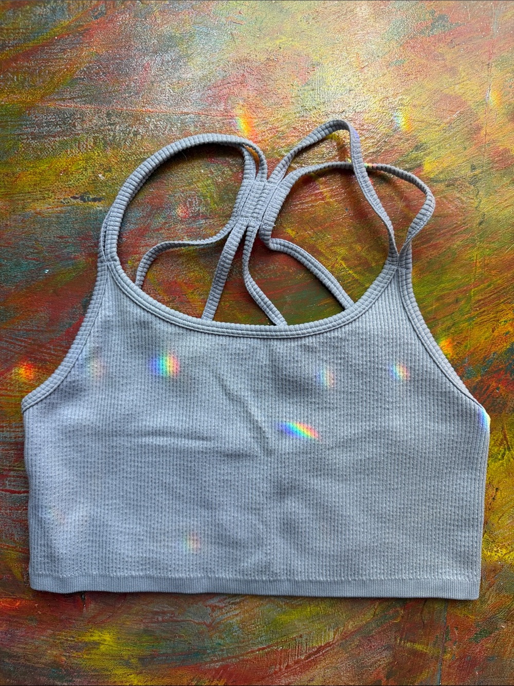 Seamless Ribbed Crop Top - Light Blue Forever 21 Small Bralette